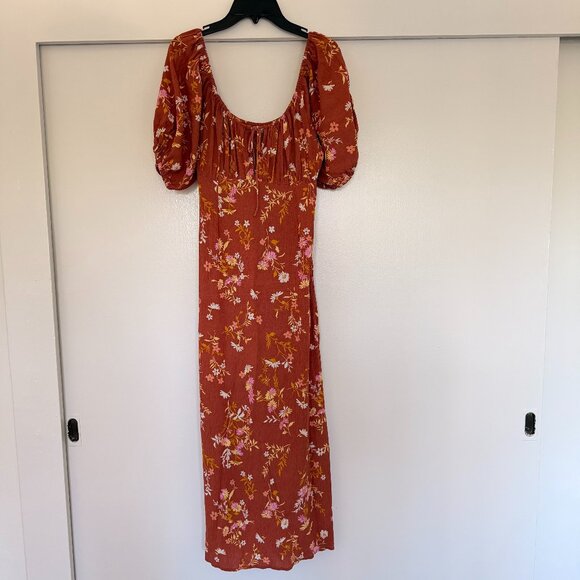 Billabong True Romance Printed Midi Dress in rust orange - Picture 5 of 12